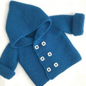 Blue cardigan with hoodie